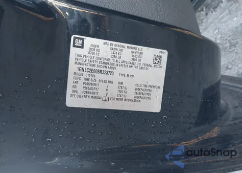 2011 Chevrolet Tahoe Commercial Fleet z USA, uszkodzony, nr VIN 1GNLC2E00BR323723